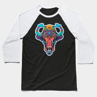 Colourful Cow skull Baseball T-Shirt
